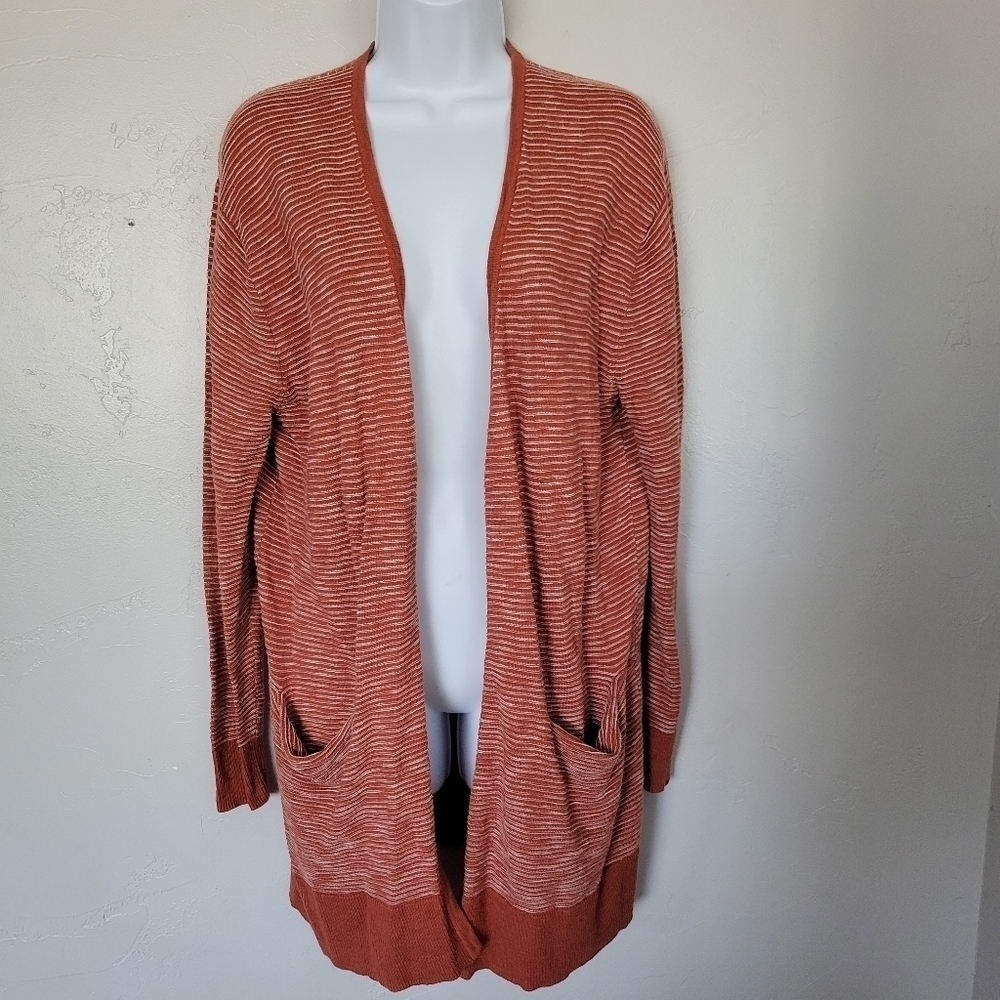 Madewell Summer Ryder Small Orange Knit Cardigan Long Sleeve Pockets Sweater